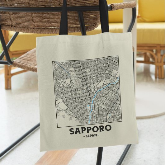 Sapporo, Japan, City Map Tote Bag Tragetasche