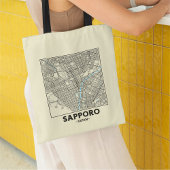 Sapporo, Japan, City Map Tote Bag Tragetasche