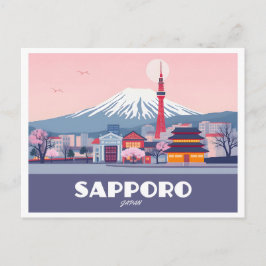 Sapporo Japan Hokkaido Cityscape Pastel Travel Postkarte