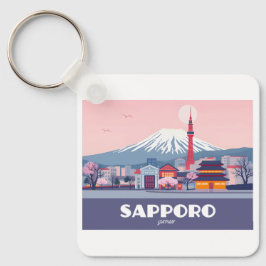 Sapporo Japan Hokkaido Cityscape Pastel Travel Schlüsselanhänger