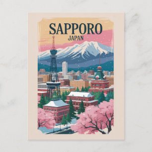Sapporo Japan Illustration Reise Kunst Vintage Postkarte