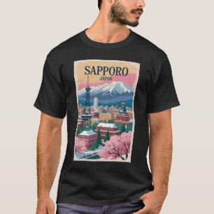 Sapporo Japan Illustration Reise Kunst Vintage T-Shirt