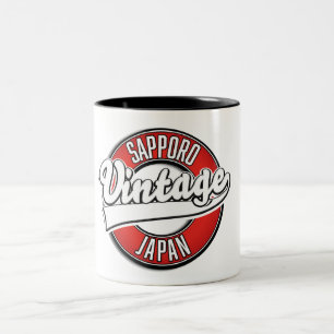 Sapporo japan Logo im Vintagen Stil Zweifarbige Tasse