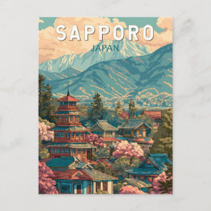 Sapporo Japan Reise Kunst Vintage Postkarte