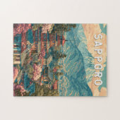 Sapporo Japan Reise Kunst Vintage Puzzle (Horizontal)