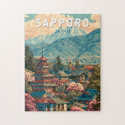 Sapporo Japan Reise Kunst Vintage Puzzle (Vertikal)