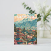 Sapporo Japan Travel Art Vintage Postkarte (Stehend Vorderseite)