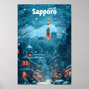Sapporo Japan Vintag Art Travel Illustration Poster