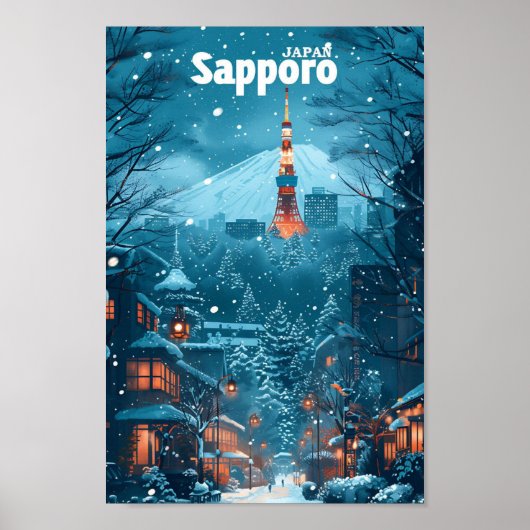 Sapporo Japan Vintag Art Travel Illustration Poster (Vorne)