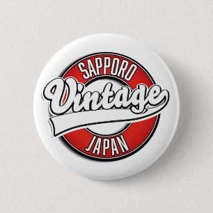 Sapporo Japan Vintage Style Logo Magnet Button