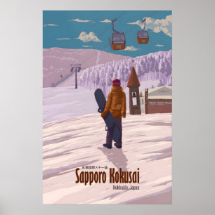 Sapporo Kokusai Japan Snowboarden Reiseplakat Poster