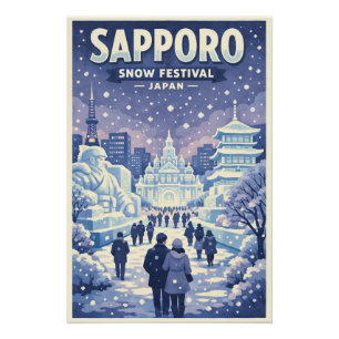 Sapporo-Schneefestival in Japan Reise Poster