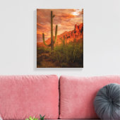 Saquaro Cactus Superstition Mountain Sunset 11x14 Leinwanddruck (Insitu (Wohnzimmer))