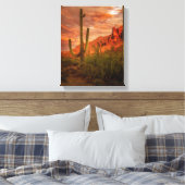 Saquaro Cactus Superstition Mountain Sunset 11x14 Leinwanddruck (Insitu (Schlafzimmer))