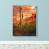 Saquaro Cactus Superstition Mountain Sunset 11x14 Leinwanddruck (Insitu (Holzboden))