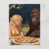 Saquatch und Feen-Pizza-Party Postkarte (Vorderseite)