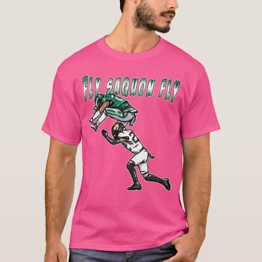 Saquon Barkley Backward Hurdle Eagles Cartoon T-Shirt (Vorderseite)