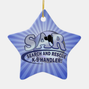 SAR-SUCHE UND LENKER DER RETTUNGS-K-9 KERAMIKORNAMENT