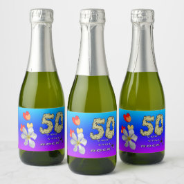 Sara 50-jähriges Jubiläum Hörnchen Sparkling Weinm Schaumweinetikett