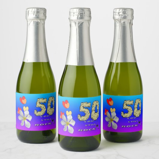 Sara 50-jähriges Jubiläum Hörnchen Sparkling Weinm Schaumweinetikett (Flaschen)