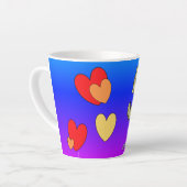 Sara 50th Anniversary Hearts Blue Lila Latte Tasse (Linke Ecke)