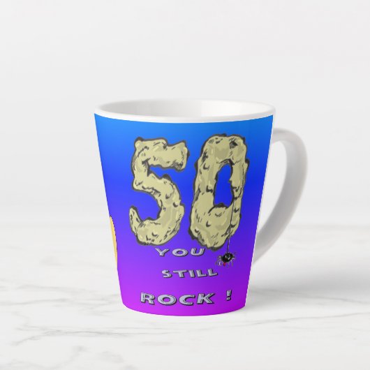 Sara 50th Anniversary Hearts Blue Lila Latte Tasse (Rechte Ecke)