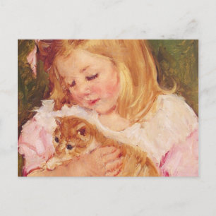 Sara, die eine Katze hält, Mary Cassatt Postkarte