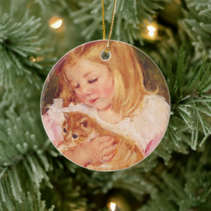 Sara Holding a Cat   Mary Cassatt Keramik Ornament