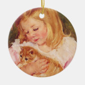 Sara Holding a Cat | Mary Cassatt Keramik Ornament (Vorne)