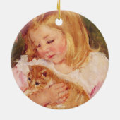 Sara Holding a Cat | Mary Cassatt Keramik Ornament (Hinten)