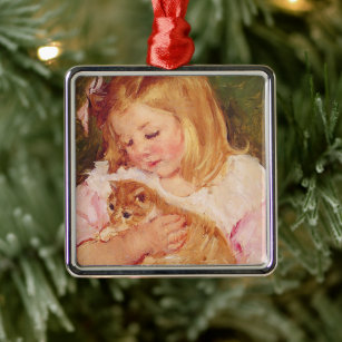 Sara Holding a Cat   Mary Cassatt Ornament Aus Metall