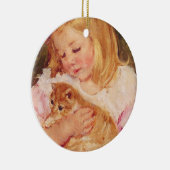 Sara Holding a Cat (von Mary Cassatt) Keramik Ornament (Rechts)