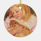 Sara Holding a Cat (von Mary Cassatt) Keramik Ornament (Vorne)