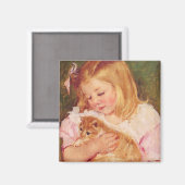 Sara Holding a Cat (von Mary Cassatt) Magnet (Vorderseite/Rückseite)