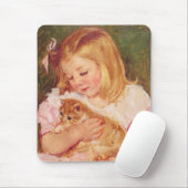 Sara Holding a Cat (von Mary Cassatt) Mousepad (Mit Mouse)