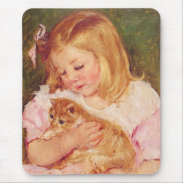 Sara Holding a Cat (von Mary Cassatt) Mousepad