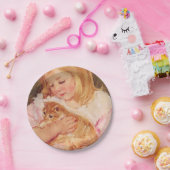 Sara Holding a Cat (von Mary Cassatt) Pappteller (Party)