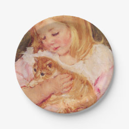 Sara Holding a Cat (von Mary Cassatt) Pappteller