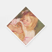 Sara Holding a Cat (von Mary Cassatt) Serviette (Ecke)