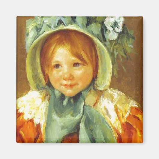 Sara in einem grünen Bonnet. c. 1901, Mary Cassatt Magnet (Vorne)