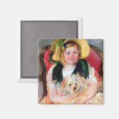 Sara mit ihrem Hund, Cassatt Magnet (Vorderseite/Rückseite)