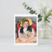 Sara mit ihrem Hund, Cassatt Postkarte (Stehend Vorderseite)