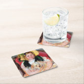 Sara mit ihrem Hund, Cassatt Rechteckiger Pappuntersetzer (Vor Ort)