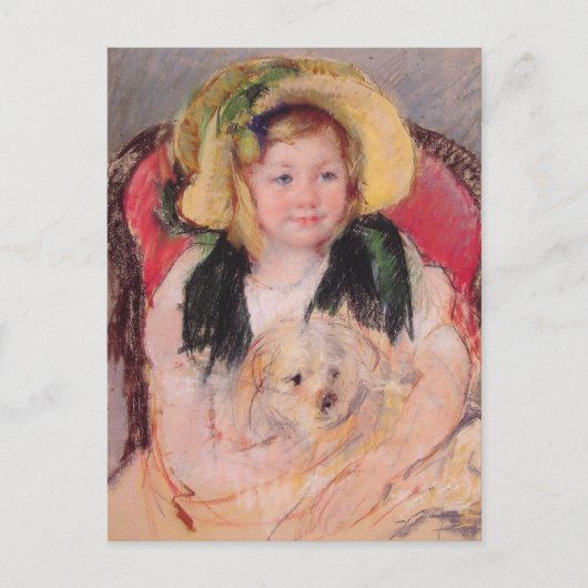 Sara mit ihrem Hund (von Mary Cassatt) Postkarte (Vorderseite)
