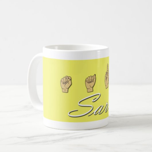 Sara-Name in ASL Kaffeetasse (Vorderseite Links)