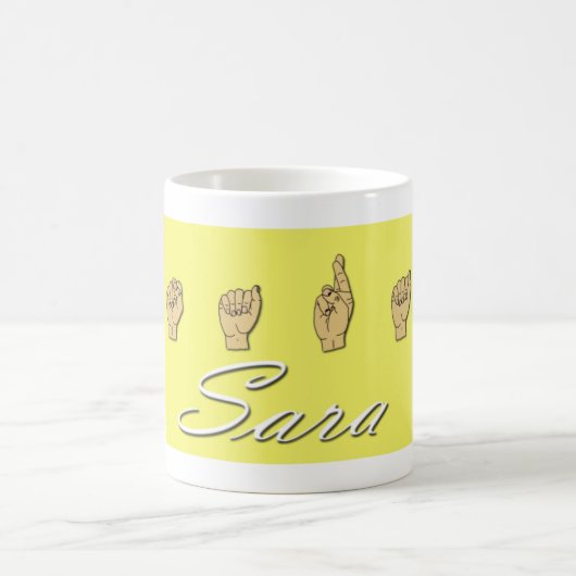 Sara-Name in ASL Kaffeetasse (Mittel)