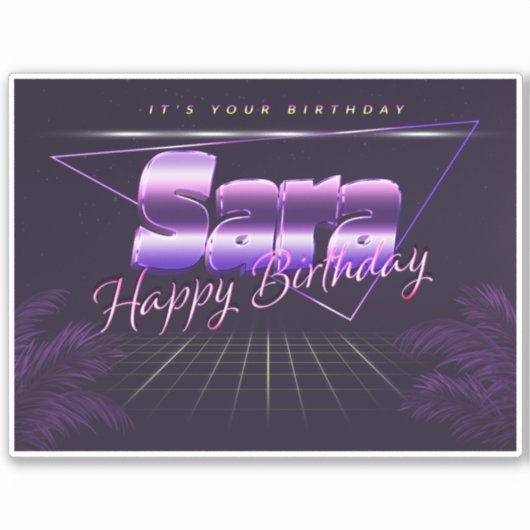 Sara Name Vorname lila retro Sticker Geburtstag (Vorderseite)
