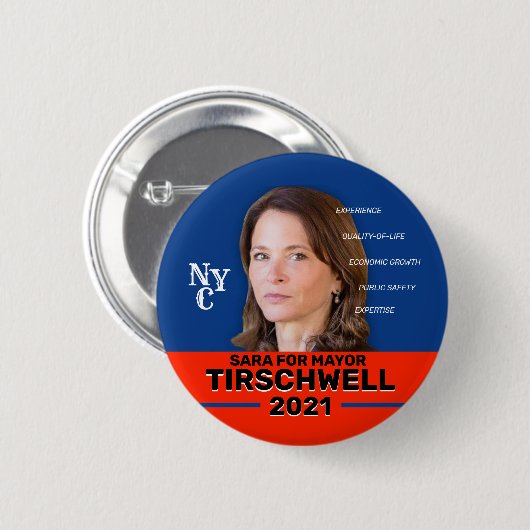 Sara Tirschwell für NYC Mayor 2021 Button (Vorne & Hinten)