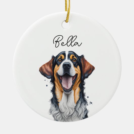 Sarabi Dog Pet Individuelle Name Weihnachten Keramik Ornament (Vorne)