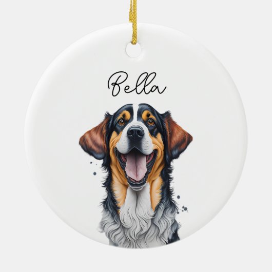 Sarabi Dog Pet Individuelle Name Weihnachten Keramik Ornament (Hinten)